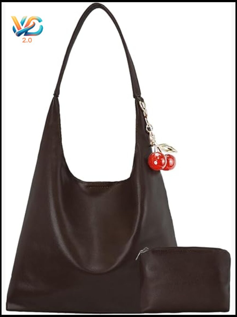 Large Vegan Leather Hobo Bag Shoulder Purse Crossbody Slouchy Tote Handbag
